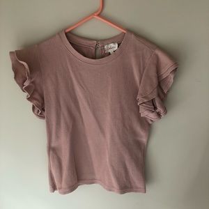 Anthro sweater shirt with flutter sleeves